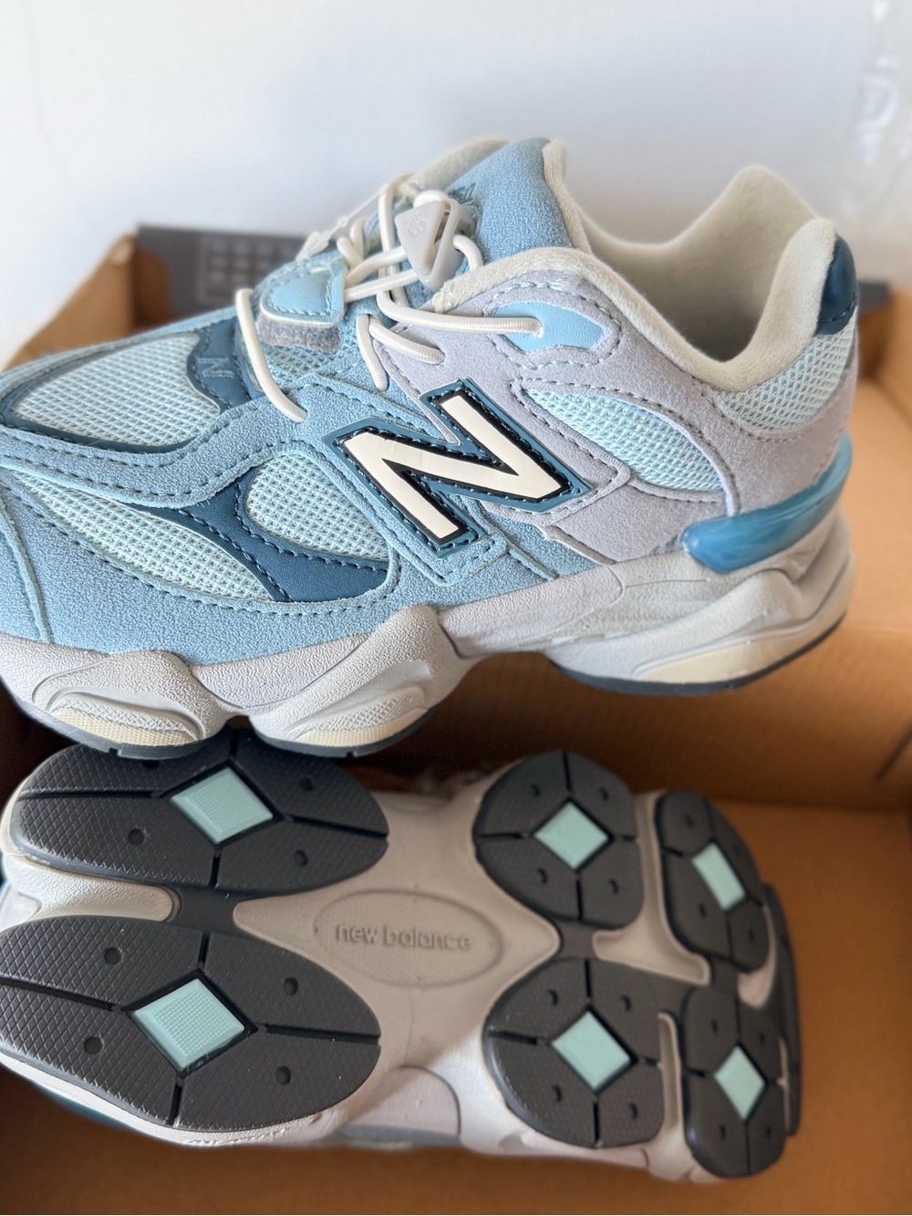 New Balance Kids Light Blue and Navy Athletic Sneakers